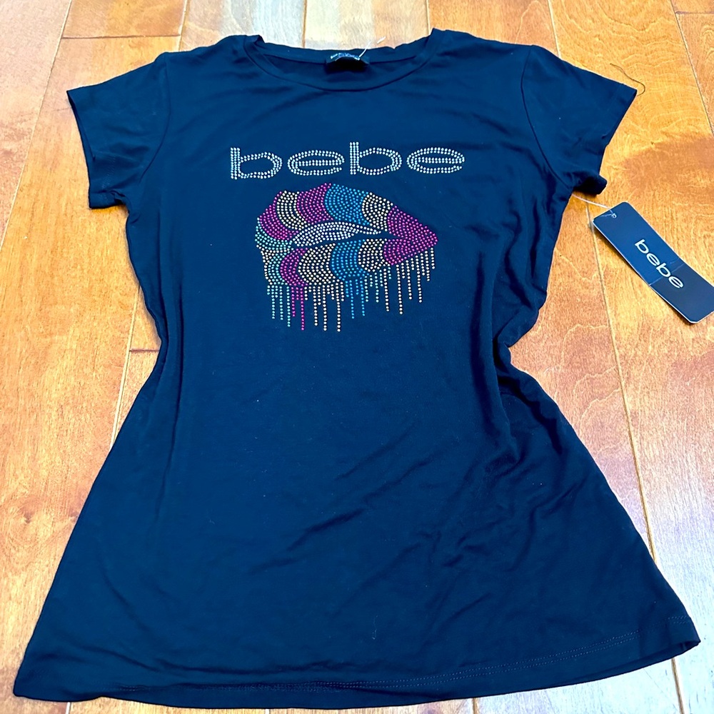 Bebe rhinestones black tee shirts